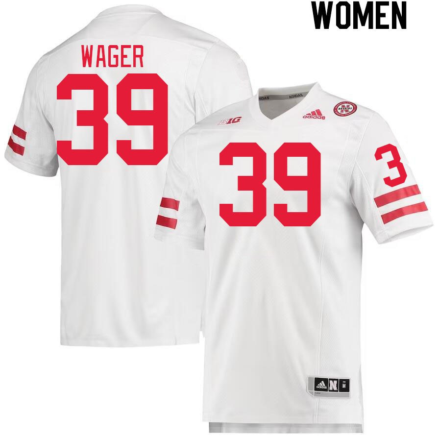 Women #39 Gage Wager Nebraska Cornhuskers College Football Jerseys Stitched Sale-White - Click Image to Close